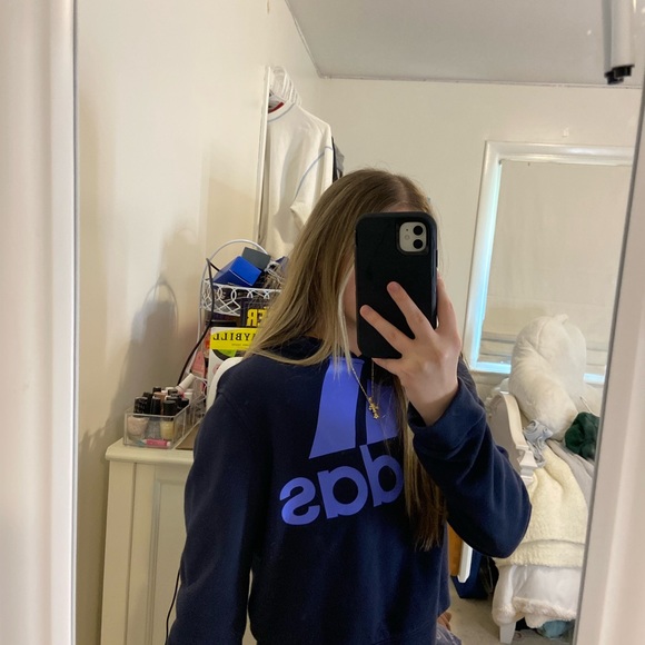 Blue Adidas Cropped Sweatshirt - Picture 5 of 7